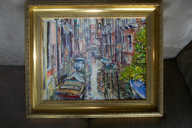 Venice Canal, framed original oil by Jeffrey Hill.